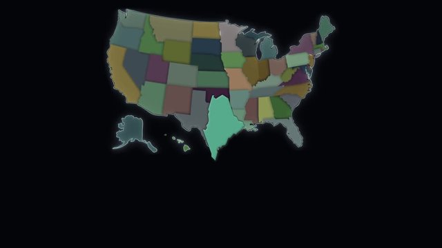 Maine State is highlighted - USA / United States Map