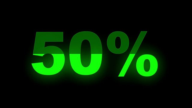 Loading progress - big thick numbers with percentage wiping, alpha mask included - motion graphics