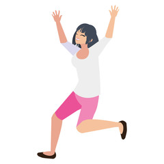 happy young woman celebrating