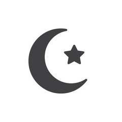 Muslim crescent and star vector icon. filled flat sign for mobile concept and web design. Islamic moon and star glyph icon. Symbol, logo illustration. Vector graphics