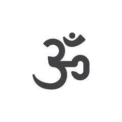 Hindu Om Aum vector icon. filled flat sign for mobile concept and web design. Hinduism Om glyph icon. Buddhism religion symbol, logo illustration. Vector graphics