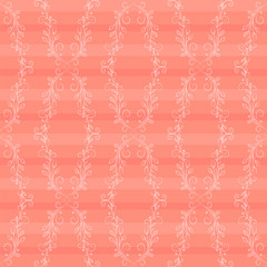 Seamless pattern of openwork rhombuses on a coral background.