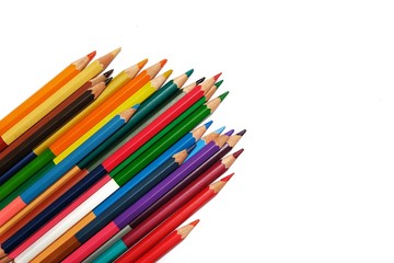 Fototapeta premium Mix Color pencil with copy space isolated on whtie background,education frame concept.