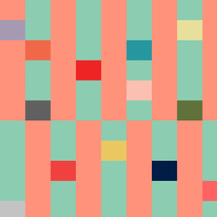 Fondo de rectángulos y cuadrados de color coral, celeste, verde, y otros.