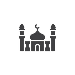 Islamic mosque vector icon. filled flat sign for mobile concept and web design. Ramadan kareem glyph icon. Symbol, logo illustration. Vector graphics