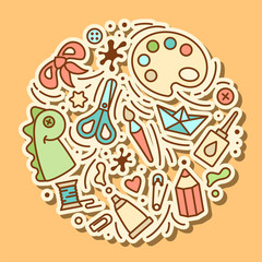 Card with bright color elements for creative activity