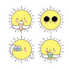 Cartoon cute summer sun vector.