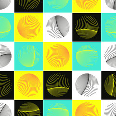 graphic seamless pattern with abstract round feathers in pop shades