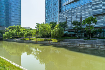 Obraz premium modern city waterfront downtown skyline,China.