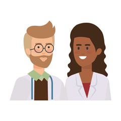 Obraz premium couple of professionals doctors avatars characters