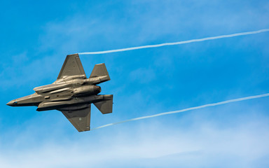 F35 Lightning Demo Team appearance the show aircrafts at Bari (ITALY) Airshow on the feast of St. Nicholas May 8, 2019
