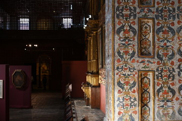 Ornate decor at Santa Clara church (constructed in 1647), Bogota, Colombia