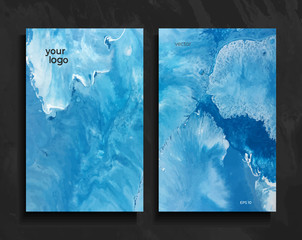 Set of abstract painted background, flyer, business card, brochure, poster, for printing. Trend vector. Liquid marble. 