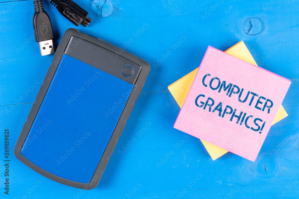 Fototapete writing note showing computer graphics. business concept for visual representations of data displaye