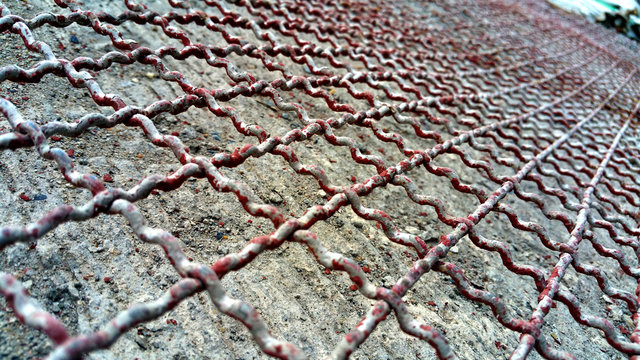 Red Steel grating construction