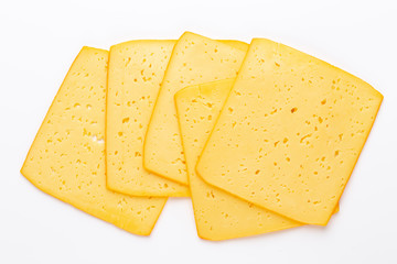 Cheese slice on white background.