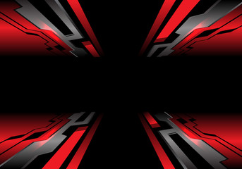 Abstract red grey circuit zoom black technology design modern futuristic background vector illustration.