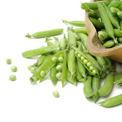 Fresh peas isolated on white background 