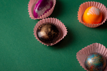 Sweet chocolate bonbons collection, food close-up