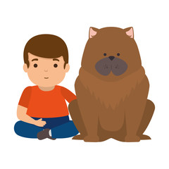 cute little boy with dog character