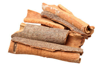 Cinnamon on white background
