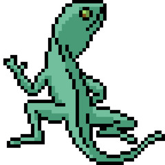 vector pixel art lizard green