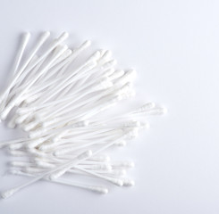 plastic sticks with white cotton for ear cleaning