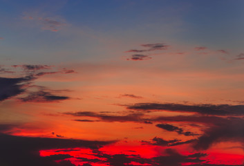 Fiery red sunset sky background