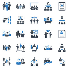 Fototapeta na wymiar Business management Icon Set - vector illustration . business, management, businessman, leader, leadership, group, team, business meeting, presentation, teamwork, icons .