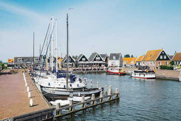 Fototapeta premium Marken, Netherlands - May 14, 2019: Marken marina on a sunny day