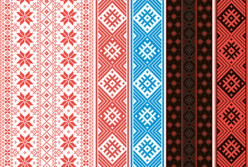 Set of Slavic ornaments. Ribbons for belts and decoration of clothing. - obrazy, fototapety, plakaty