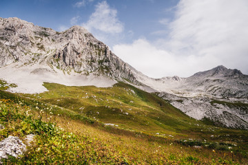 Beautiful summer Mountain landscape view.  the northern part of Abkhazia,  the Caucasus Mountains. Arabica Mountains