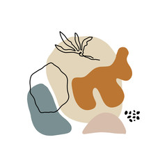 Modern abstract shapes vector background or layout. Pastel scandinavian colors palette