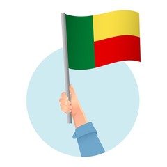 Benin flag in hand icon