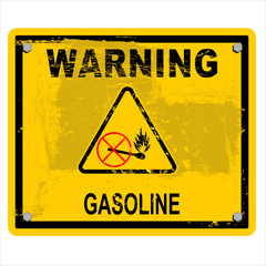 warning, gasoline sign