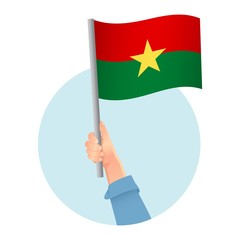 Burkina Faso flag in hand icon