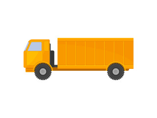 Yellow truck with a body. Vector illustration on white background.