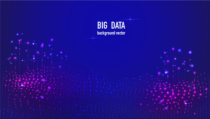 Vector abstract big data.Big data stream futuristic infographic. Colorful particle wave with bokeh.