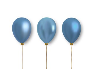 Set of realistic light blue balloons to decorate greeting cards, banners and more. Vector clipart object, balloon.