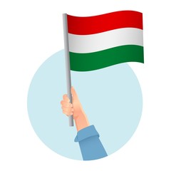 Hungary flag in hand icon