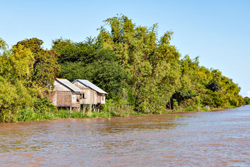 Cross the Mekong river by ferry from Vietnam to Cambodia