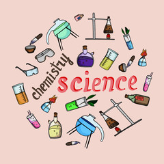laboratory equipment chemistry niche elements dishes flasks pipettes test tubes