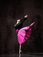 one ballerina dancing in pink tutu