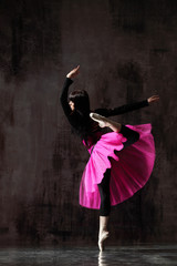 Fototapeta na wymiar one ballerina dancing in pink tutu