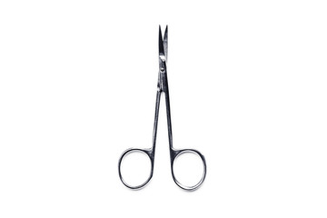 Metal medical scissors isolated on white background