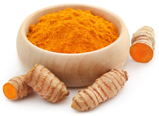Raw turmeric with powder