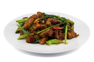 Stir fried Chinese broccoli with Crispy Pork