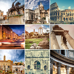 Obraz premium Collage of sights of Rome, Italy
