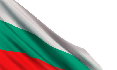 Background with a realistic flag of Bulgaria on a white background. Vector element for Independence, Liberation, Unification, Freedom Days, Day of the leaders of the Bulgarian National Revival. - obrazy, fototapety, plakaty