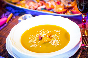 fresh food ready to eat salad and soup